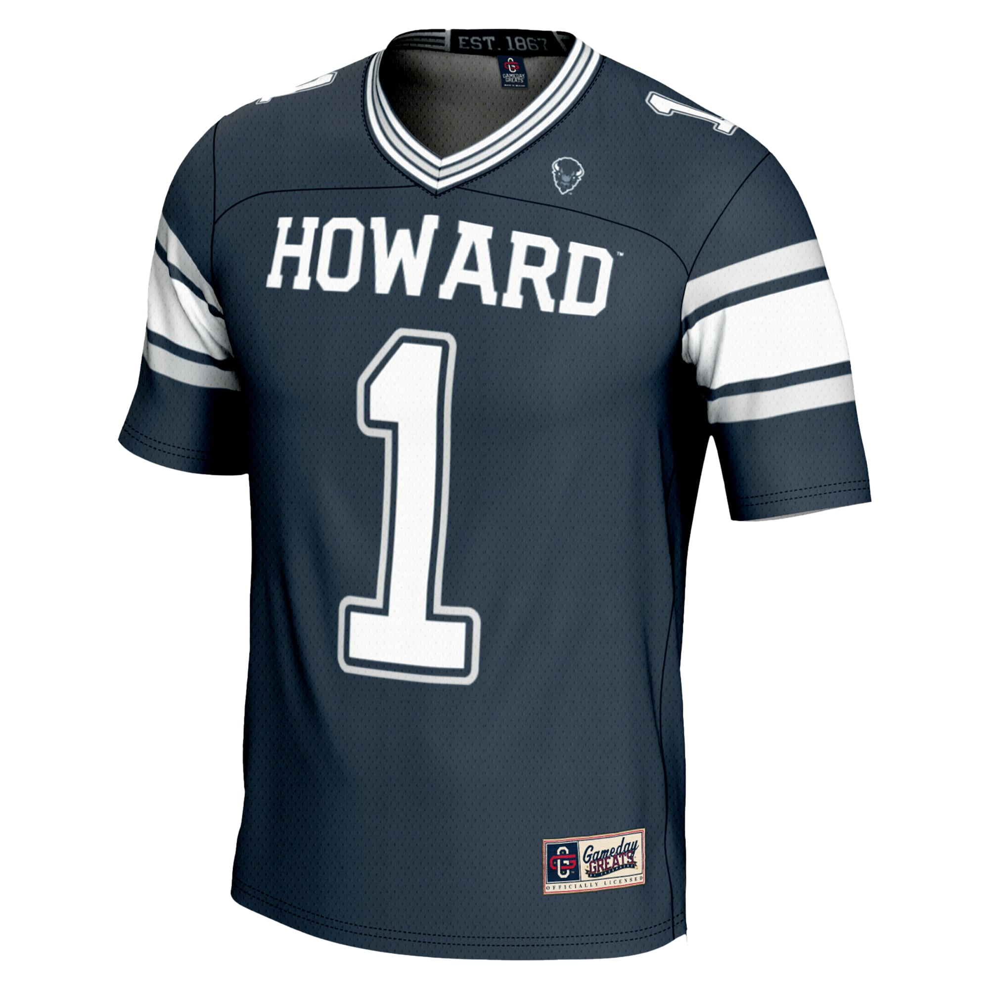 Youth #1 Navy Howard Bison Endzone Football Jersey
