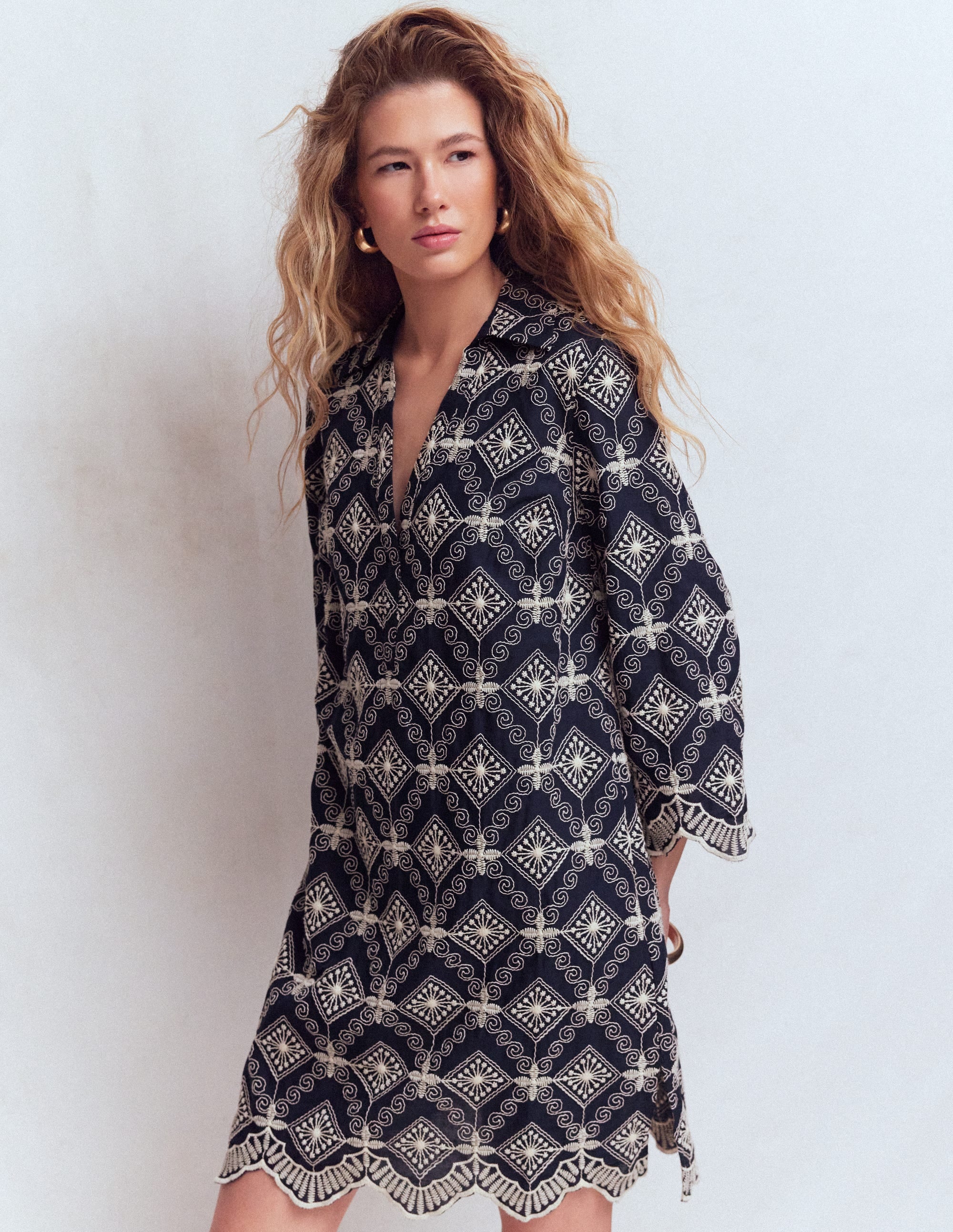 Carmen Broderie Short Dress