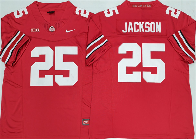 Men's Ohio St Buckeyes #25 Lamar Bo Red 2025 moisture wicking
