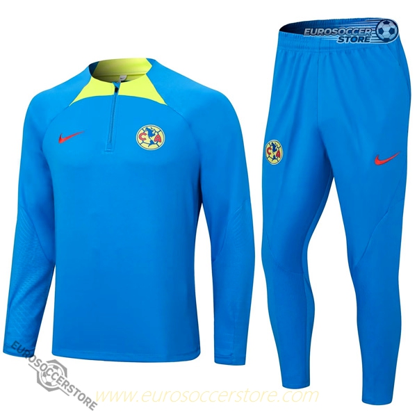 Club America's 23-24 Blue Tracksuit with Zipper Design