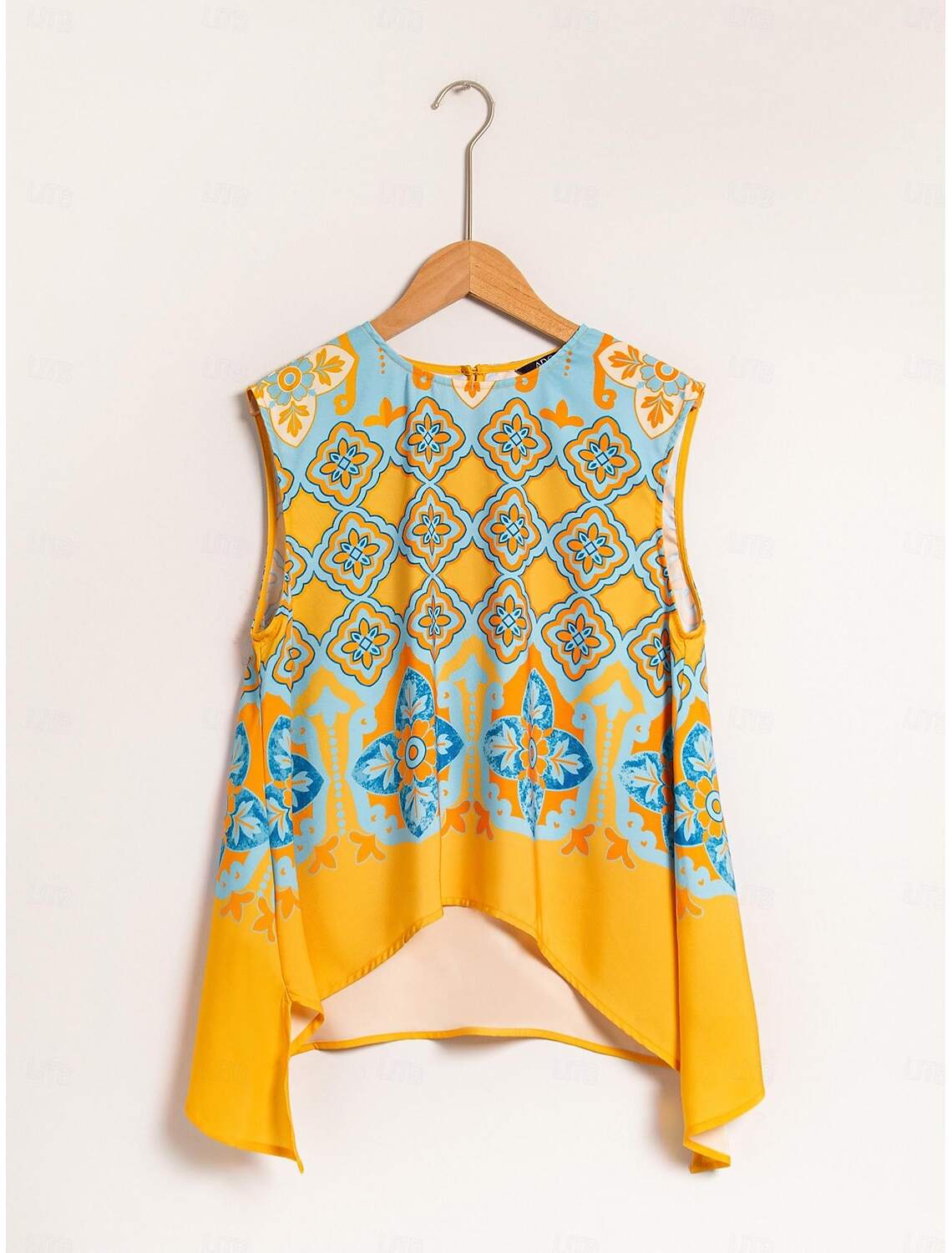 Satin Boho Double Slit Crew Neck Sleeveless Tank Top