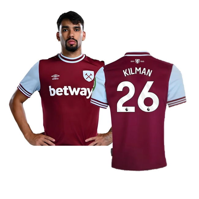 West Ham 2024-20 Home Football Kit Kilman Name & Number L M S