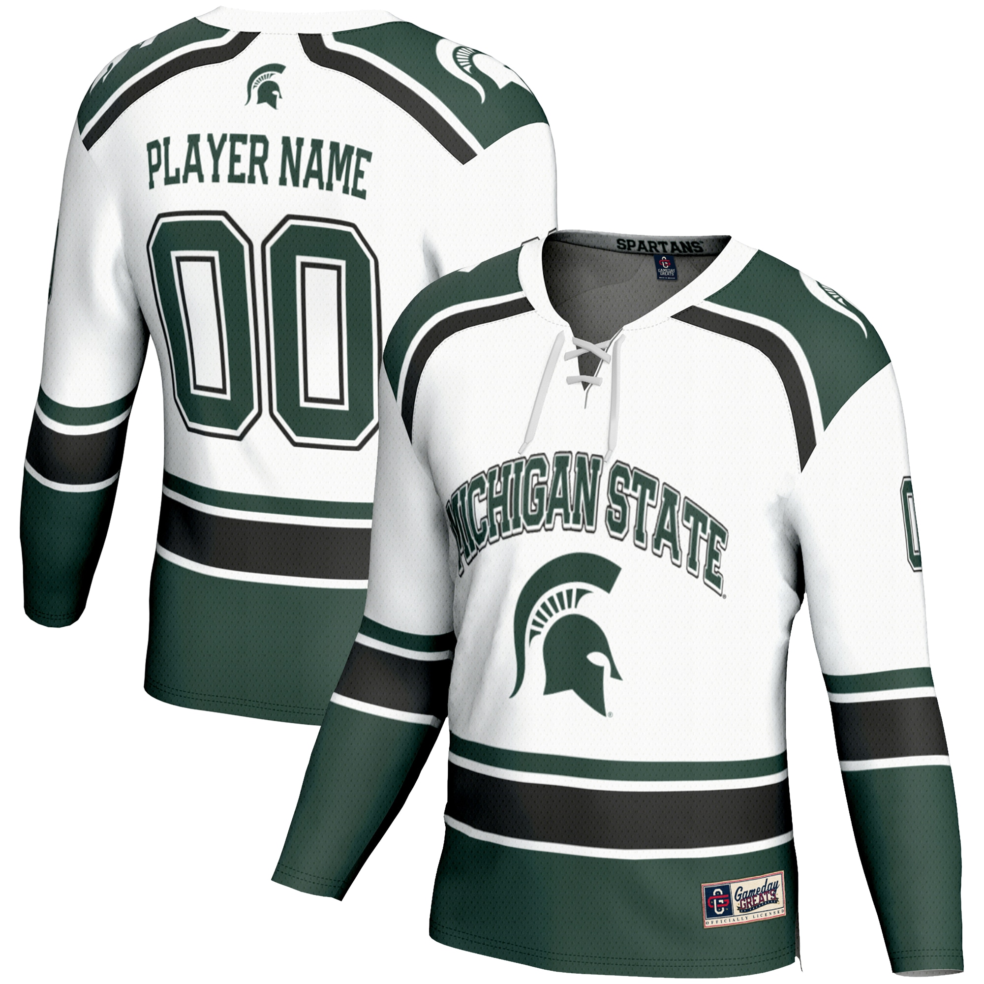 [NJP] Youth Michigan State Spartans GameDay Greats Men's Ice Hockey NIL Pick-A-Player Jersey - White