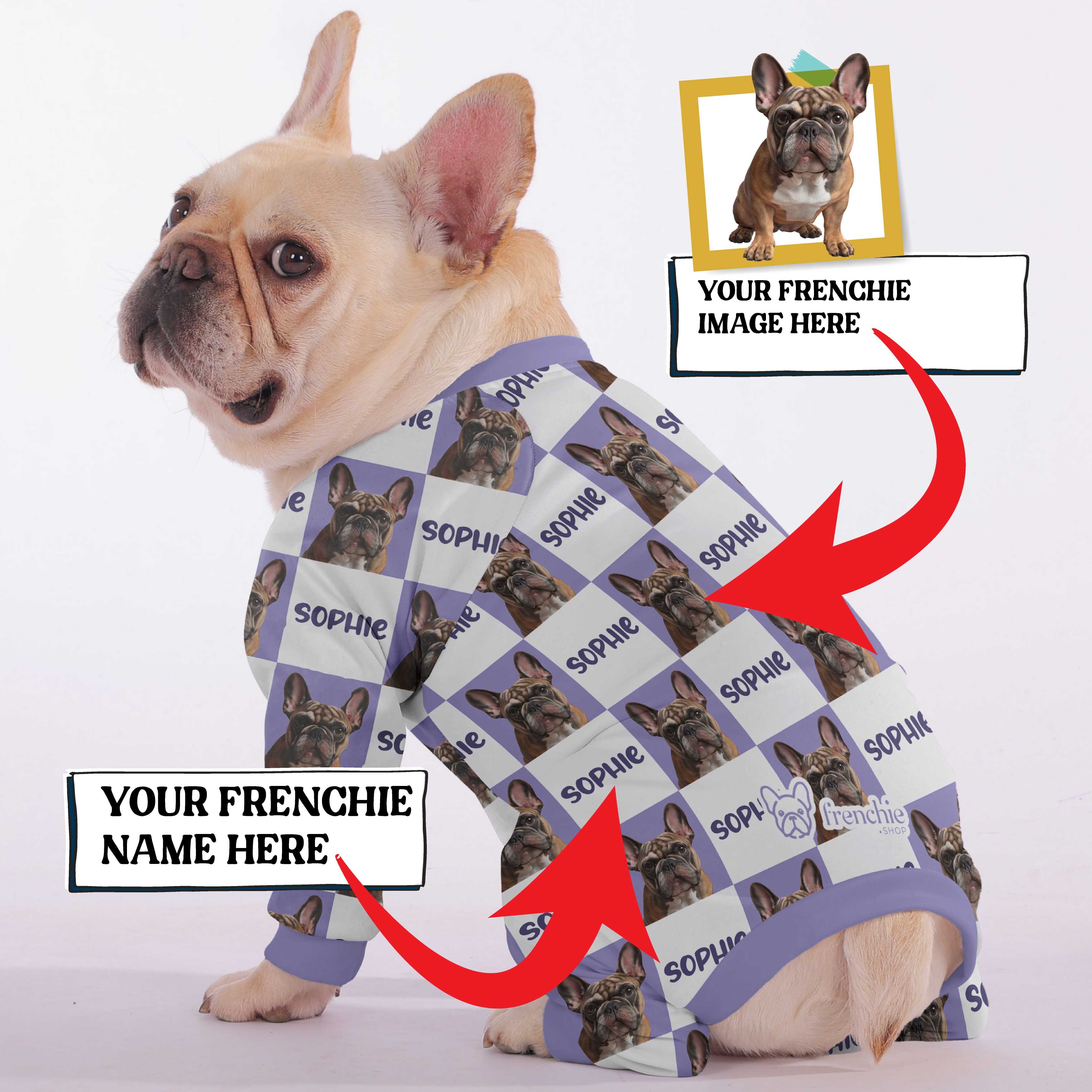 Comfortable Millie - Personalized French Bulldog Pajamas With Your Fr...