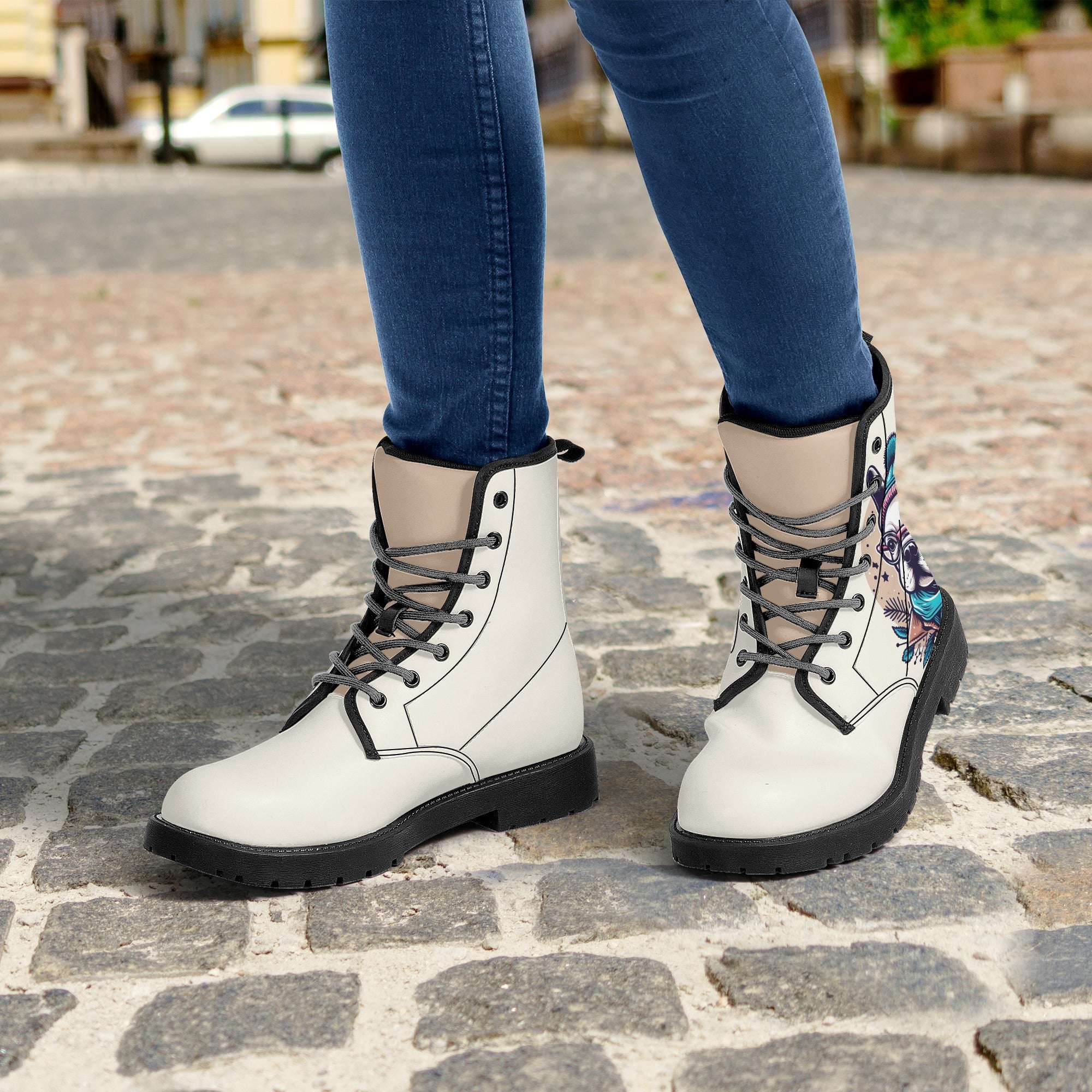 Trendy Stylish Molly - Casual Leather Boots For Frenchie Fans