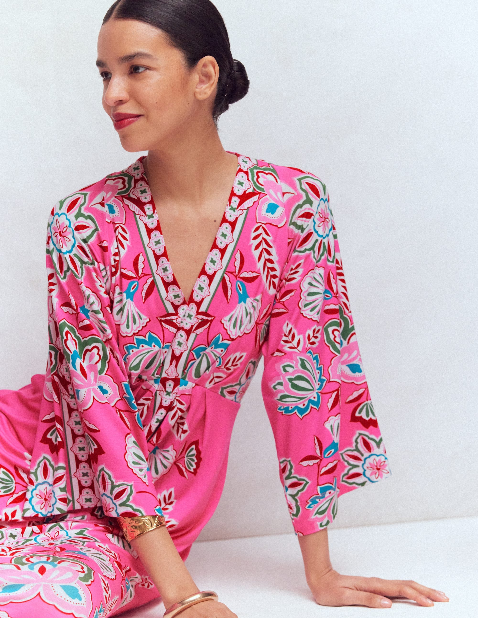 Nell Kimono Midi Jersey Dress