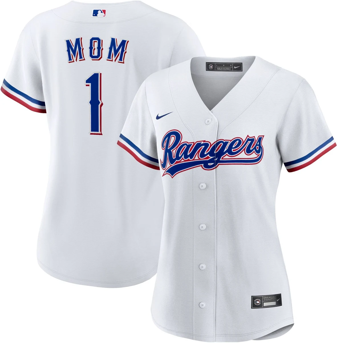 [LK] Texas Rangers Women's #1 Mom Home Replica Jersey - White