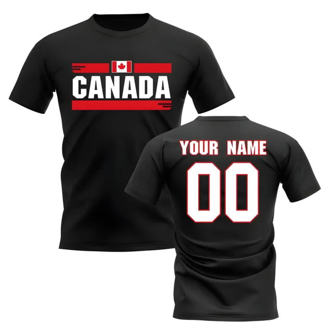 Aero-Dynamic Top-Tier Personalised Canada Fan Football T-Shirt (Black)