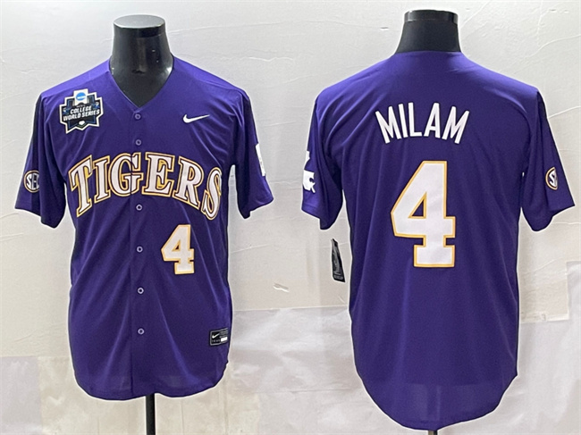 Men's LSU Bayou Bengals Purple 2025 authentic Steven Milam #4 match