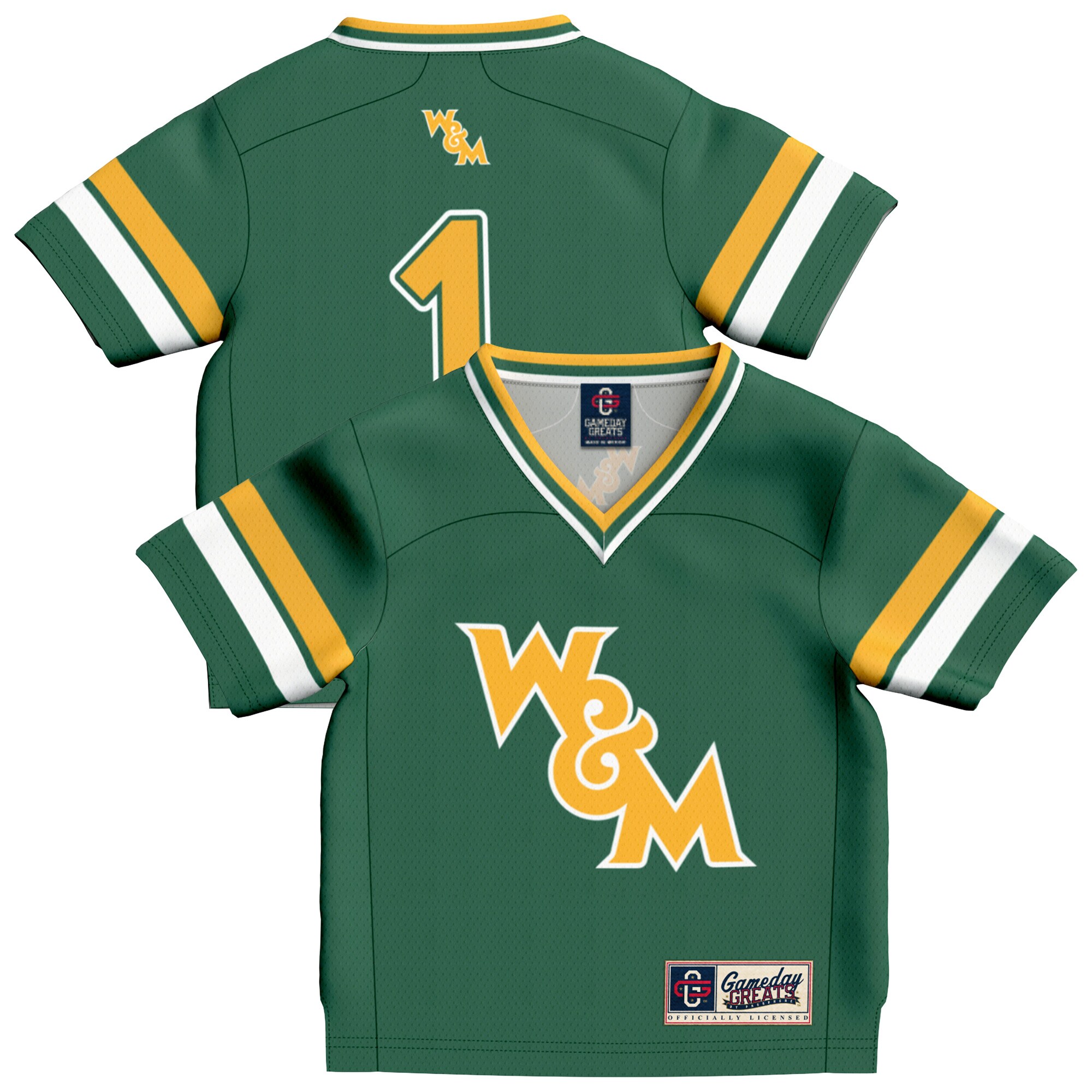 [NJP] William & Mary Tribe GameDay Greats Toddler Collegiate Football Fashion Jersey - Green