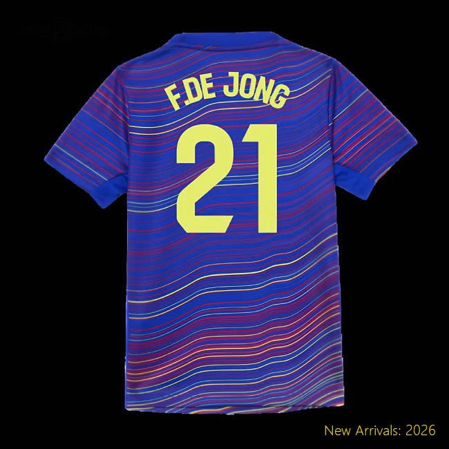 2025-2026 Barcelona Academy Pro Pre Match Shirt (Blue) - Kids (F.De Jong 21)