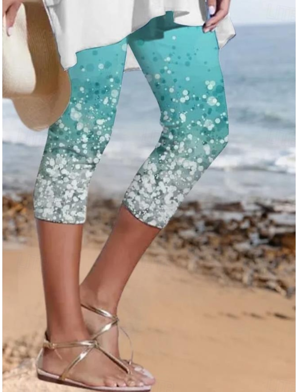 Women's Leggings Capri Pants High Elasticity Fashion Streetwear Full Length Mid Waist Floral Printing Thermal Warm Breathable Soft Outdoor Daily Beach Buff Black Blue Sky Blue Summer Spring