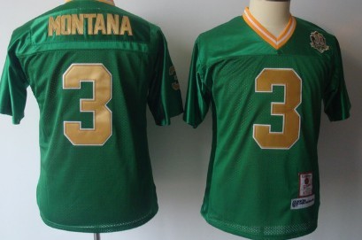 Men's ND Irish Green 2024 authentic Joe Montana #3 premium Jersey