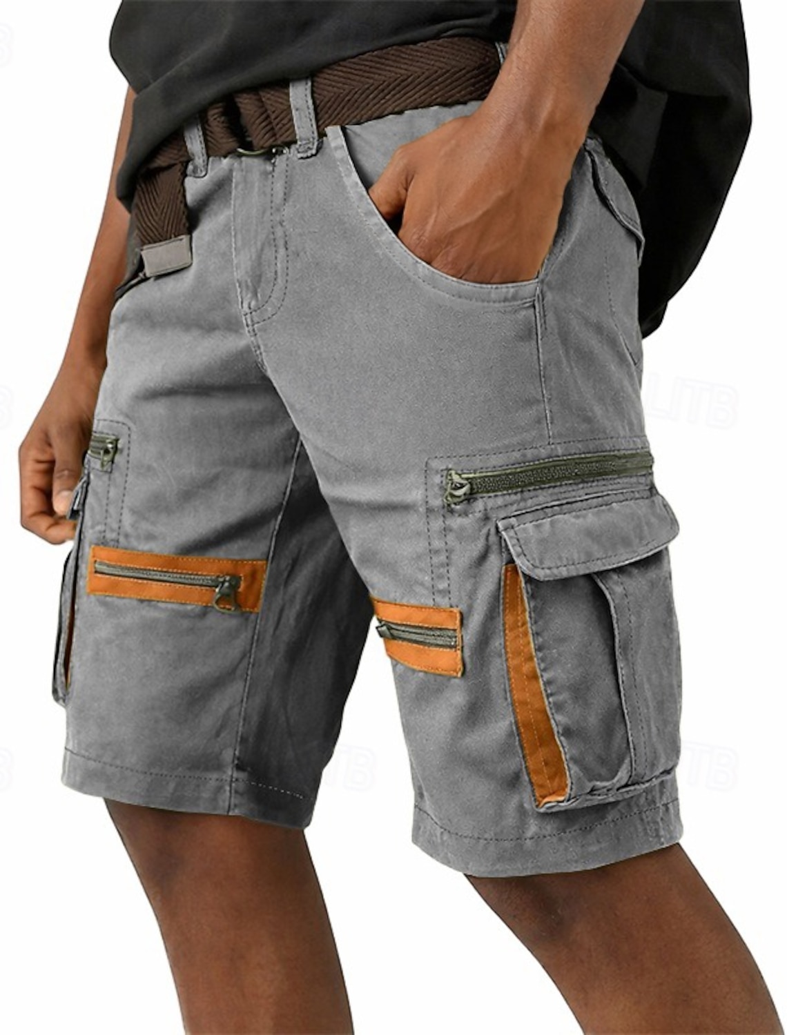 Men's Tactical Cargo Shorts Casual Pocket Elastic Waist Plain Solid #1