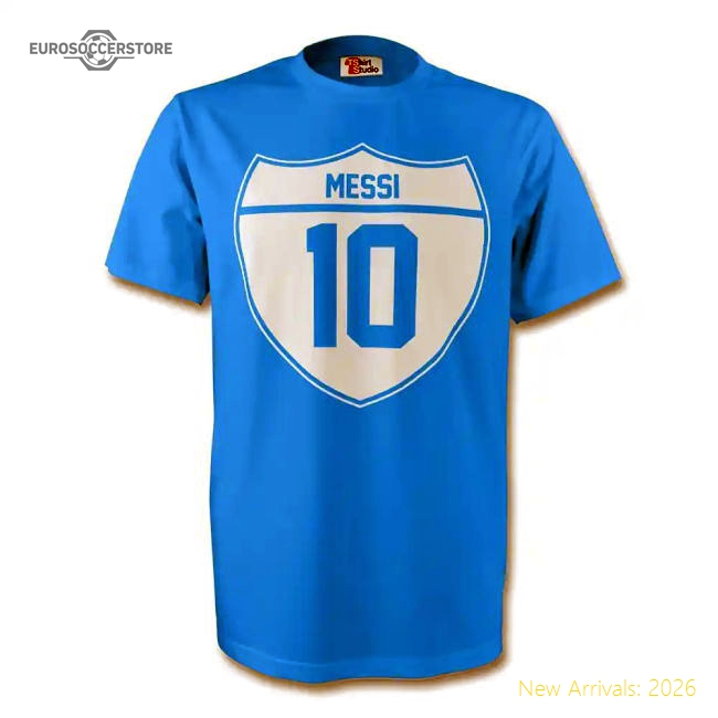 Luxury Lionel Messi Argentina National Team Crest Tee (sky Blue)