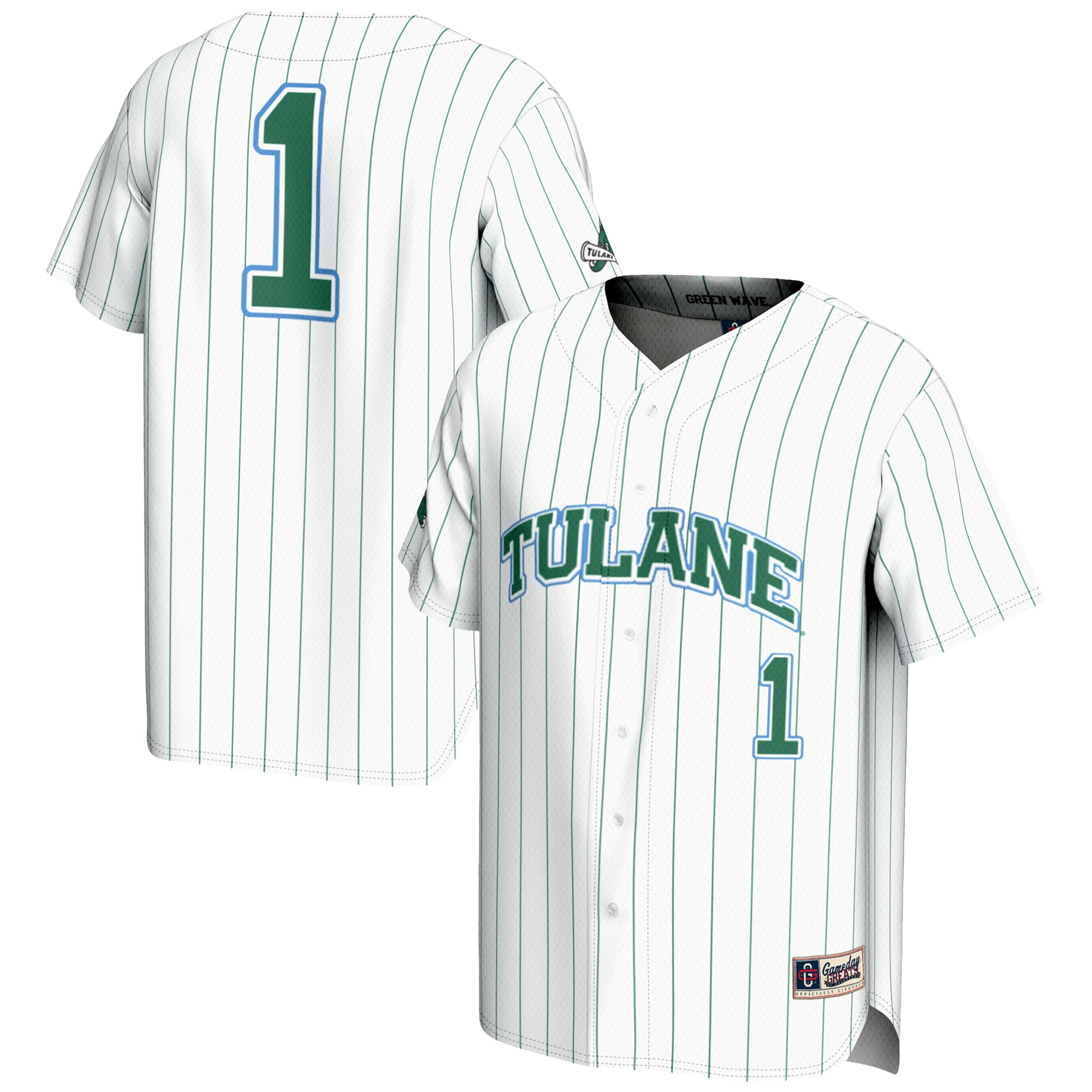 #1 Tulane Green Wave GameDay Greats Lightweight Baseball Jersey - White