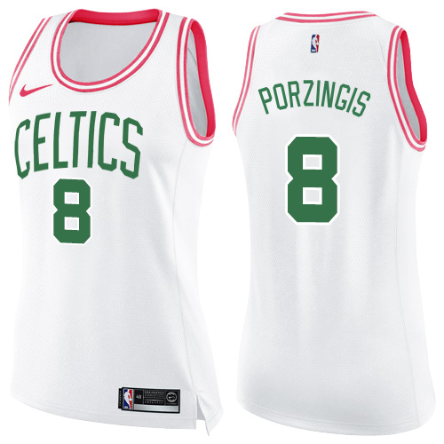 Celtics #8 Kristaps Porzingis Premium 2024 Icon NBA Jersey - White
