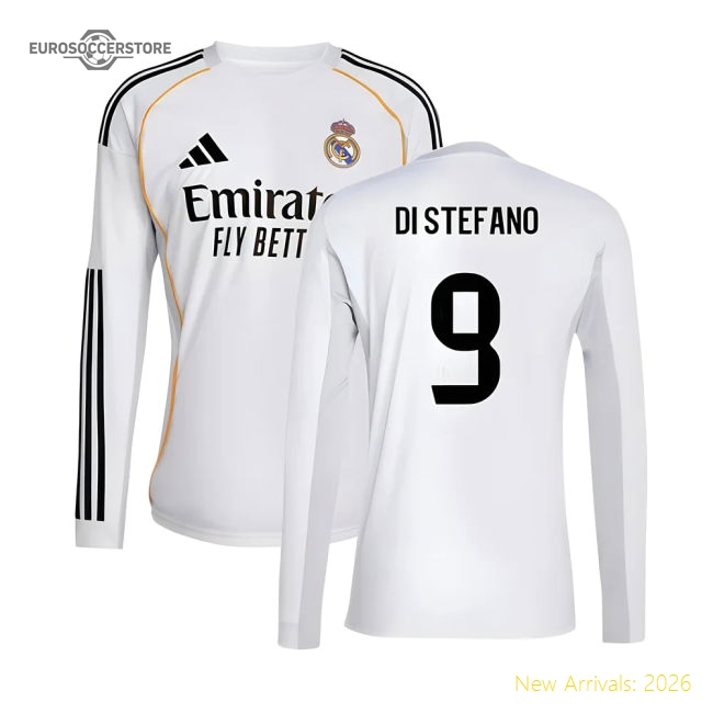 2025-2026 Real Madrid Long Sleeve Main Jersey (di Stefano 9)
