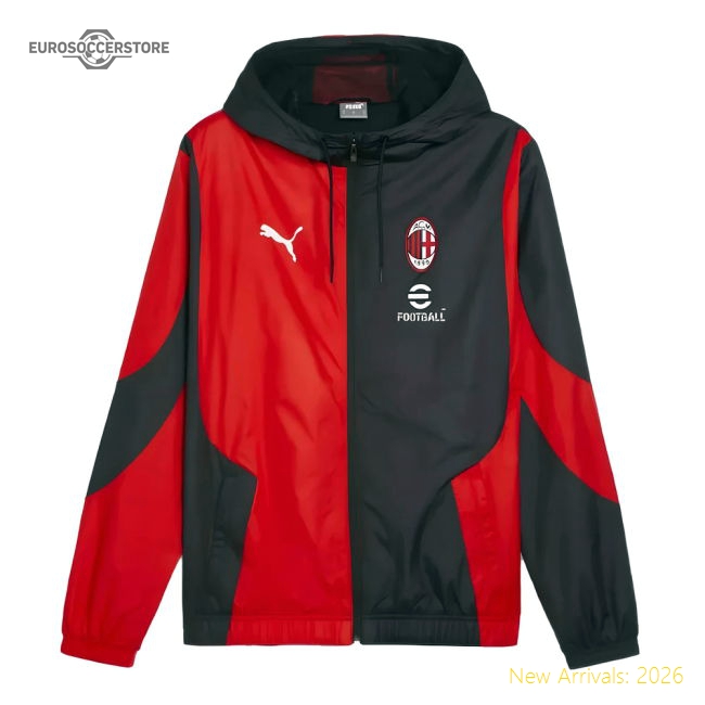 2023-2024 Milan Ac Prematch Woven Jacket (Black) For Serie A Fans