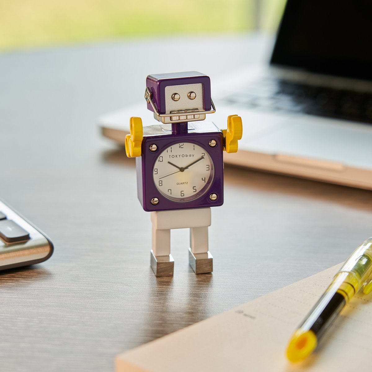 Football Robot Clock - Purple/White