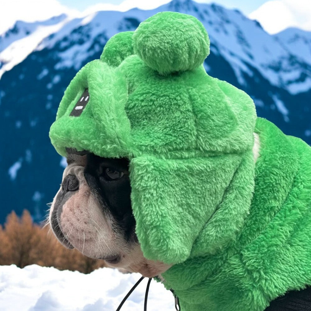 Cozy Winter Warm Dog Hat - Cozy Green Lei Feng Style For French Bulld...