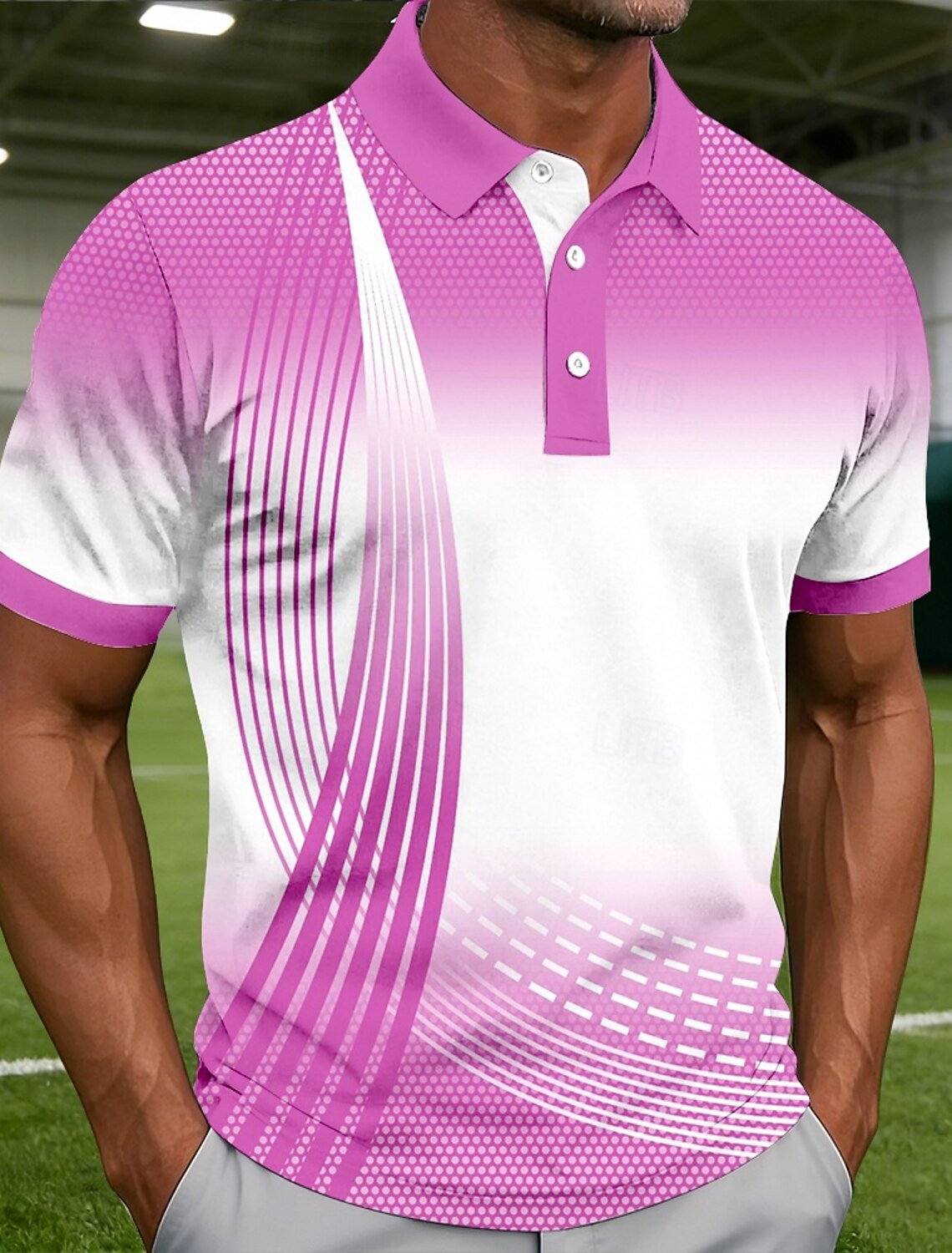 Men's Golf Line Polo Sports Shirts Short Sleeve Collared Casual