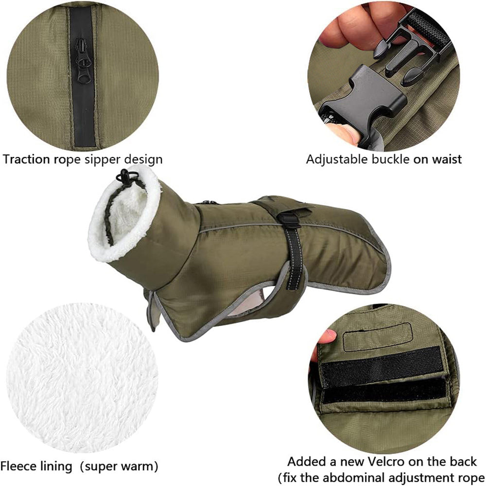 French Bulldog Reflective Coat with Adjustable Buckle and Fleece Turtleneck