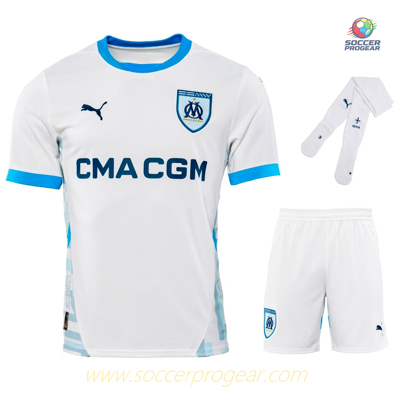 OM Home Childrenren's Jersey Set Football Jersey 2024-2025 Season