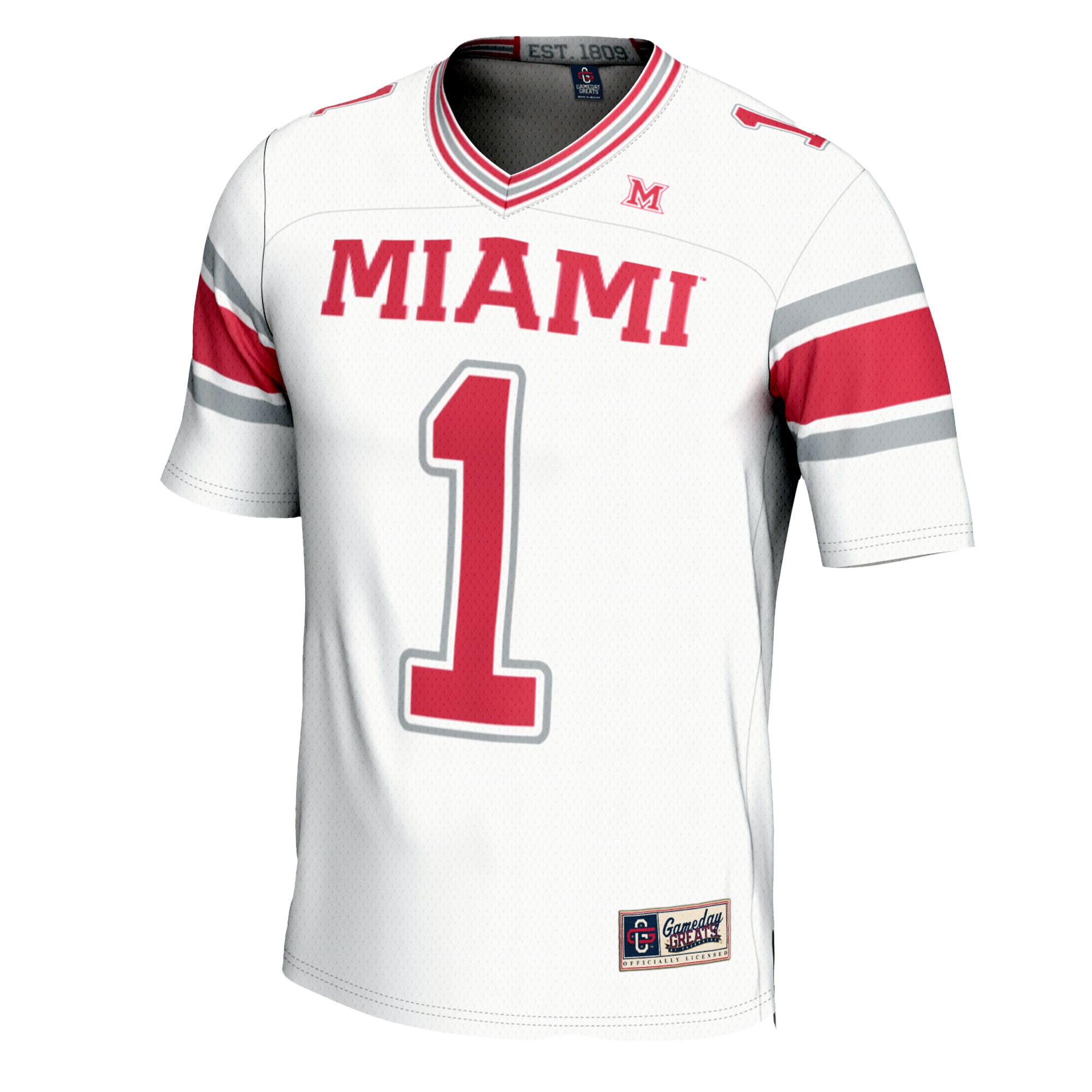 Men's #1 White Miami University RedHawks Football Jersey