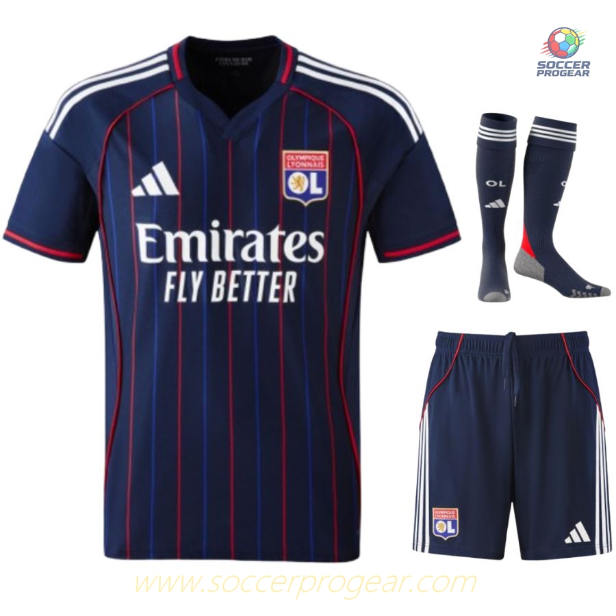 OL French Ligue 1 Away Children's Edition Soccer Uniform Team Shirt 2025-2026 Season