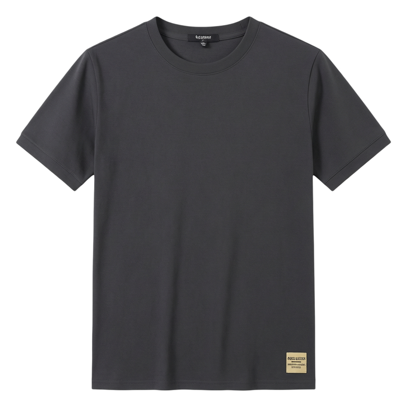Men’s Minimal Hem-Patch Crewneck T-Shirt