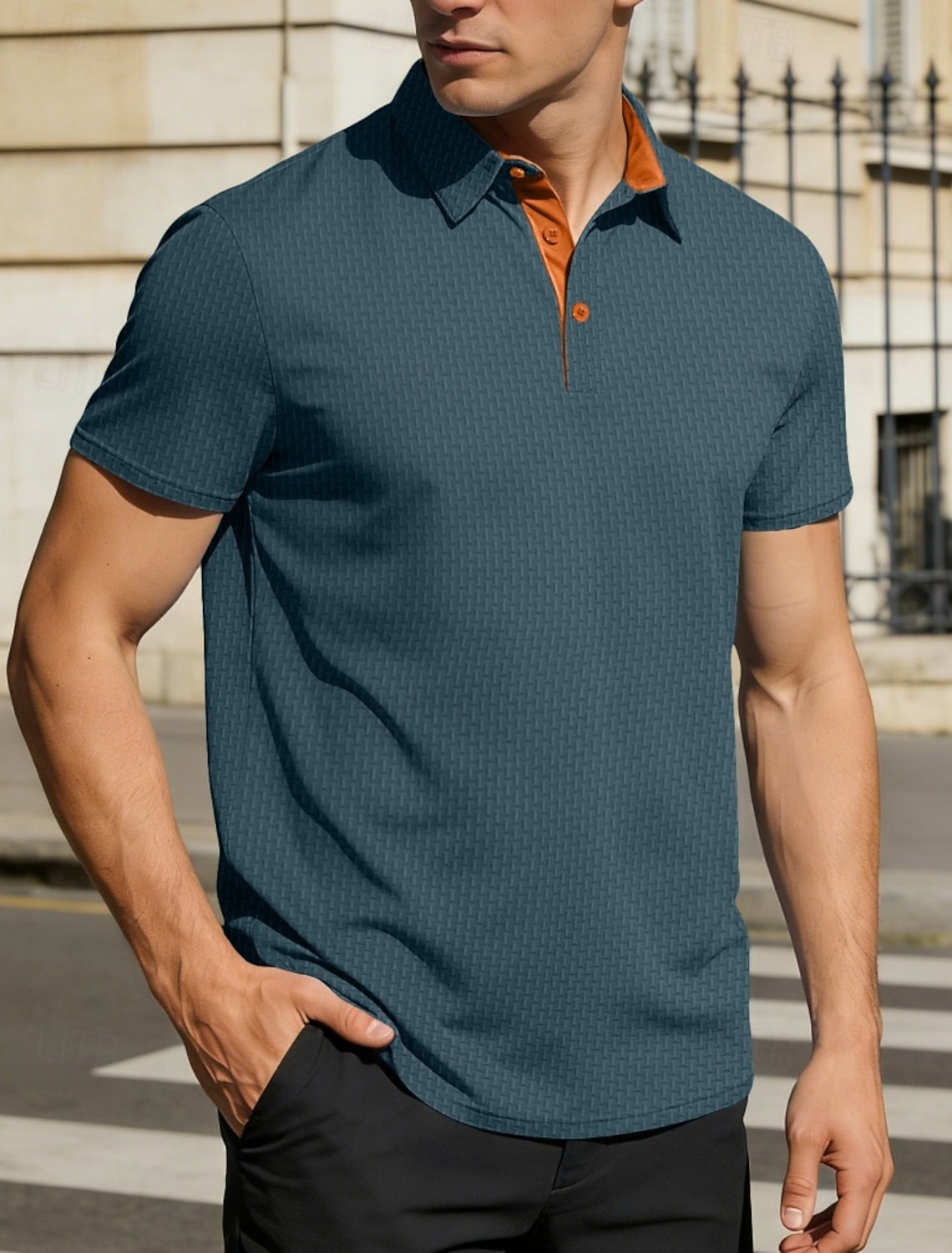 Men's Polo Ice Silk Seersucker Polo Casual Business Ribbed Polo Collar Short Sleeve Fashion Basic Solid Color Buttons Summer Spring & Fall Regular Fit Black White Navy Blue Light Blue Polo