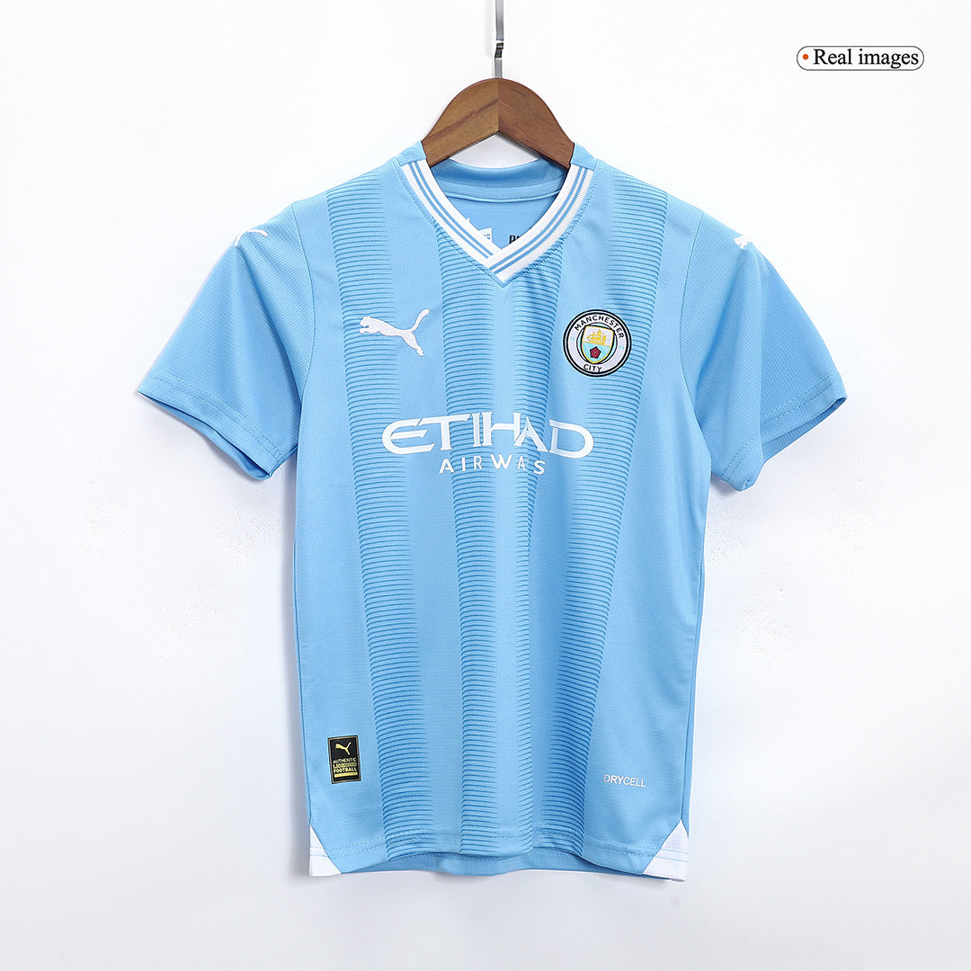 Kid's Manchester City Home Soccer Jersey Kit(Jersey+Shorts) 2023/24Aut