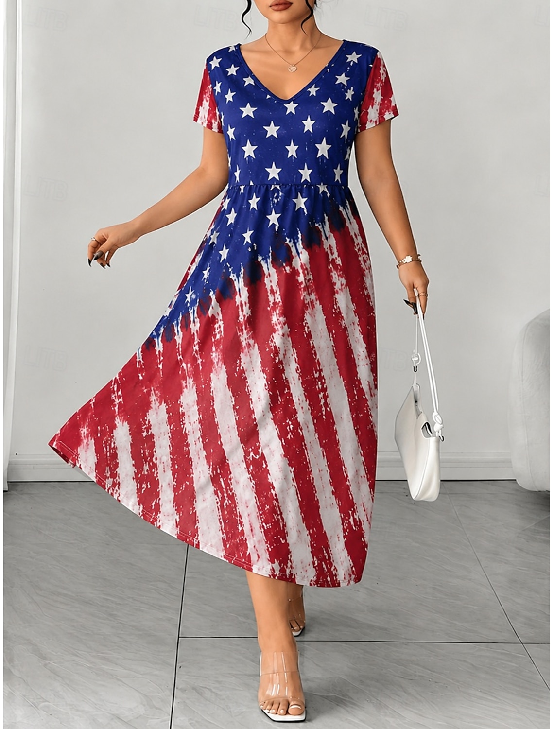 American Independence Day Women's T Shirt Print Floral Graphic Flag Stylish Classic Casual Short Sleeve Crew Neck Round Neck Regular Tops Casual Daily Blue Black White Pink Red Summer Spring