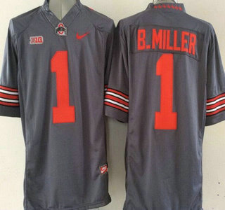 Men's OSU Ohio Gray 2015 official Baxton Miller #1 high quality Jersey