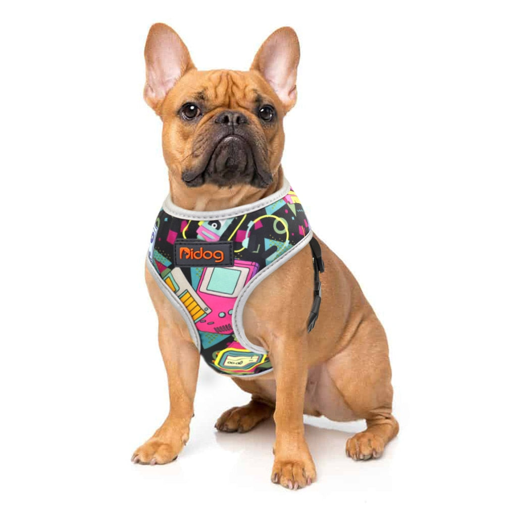 Indoor-Play Breed-Designed Colorful Frenchie Harness for Training