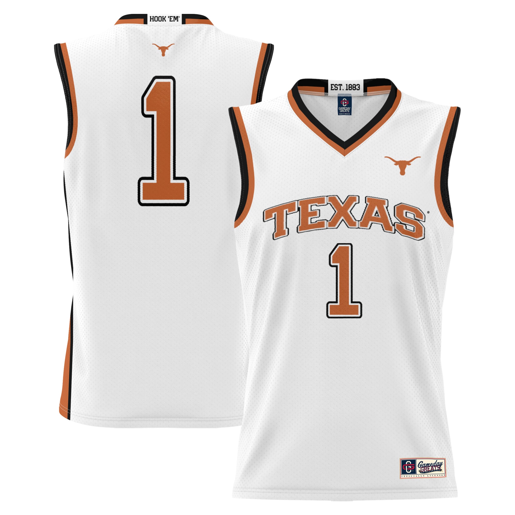 [NJP] Youth Texas Longhorns GameDay Greats Replica Lightweight Basketball Jersey - White