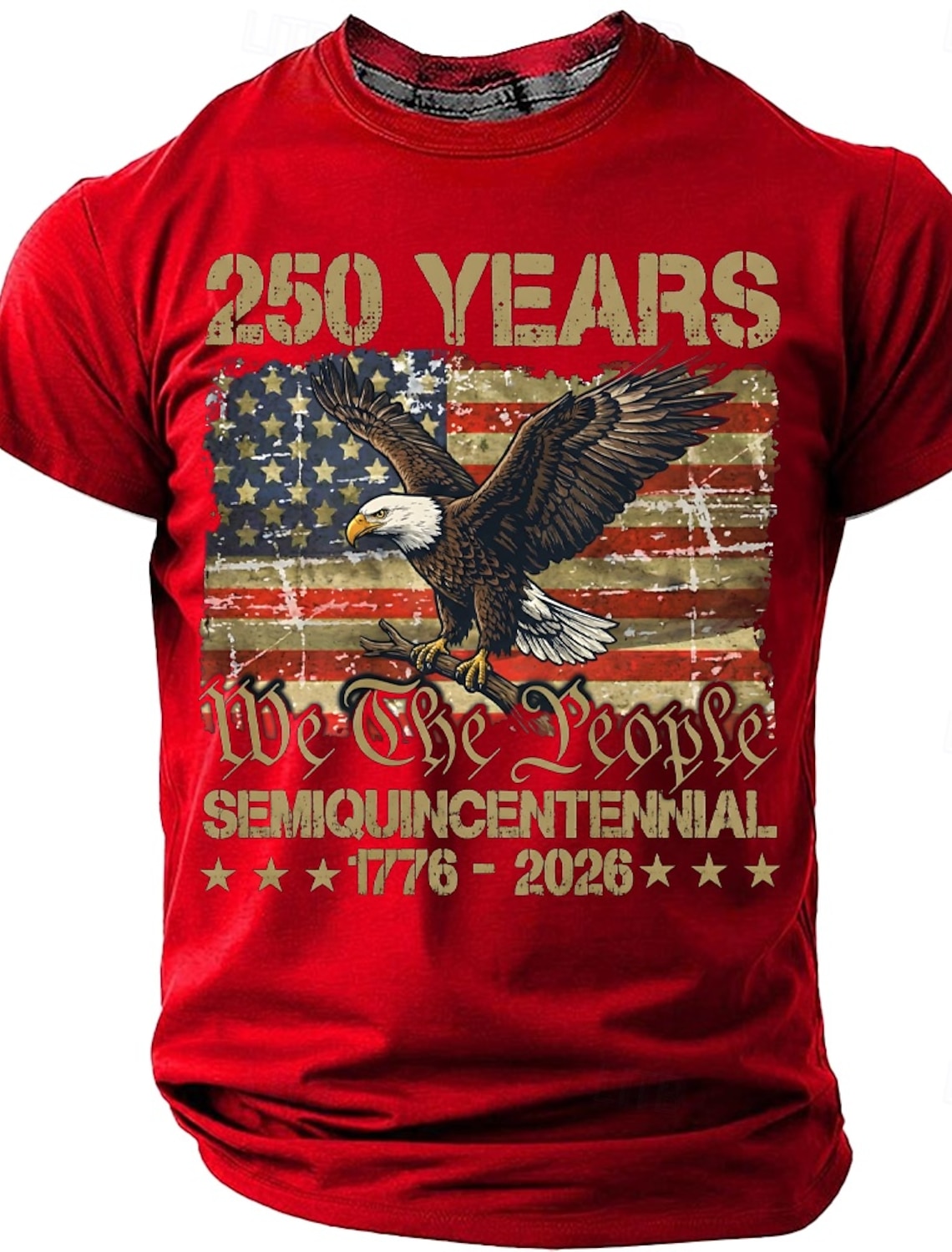 4th of July 2026 250th Memorial Day Men's 3D Print US Flag Crew Neck Short Sleeve T-Shirt Daily Street