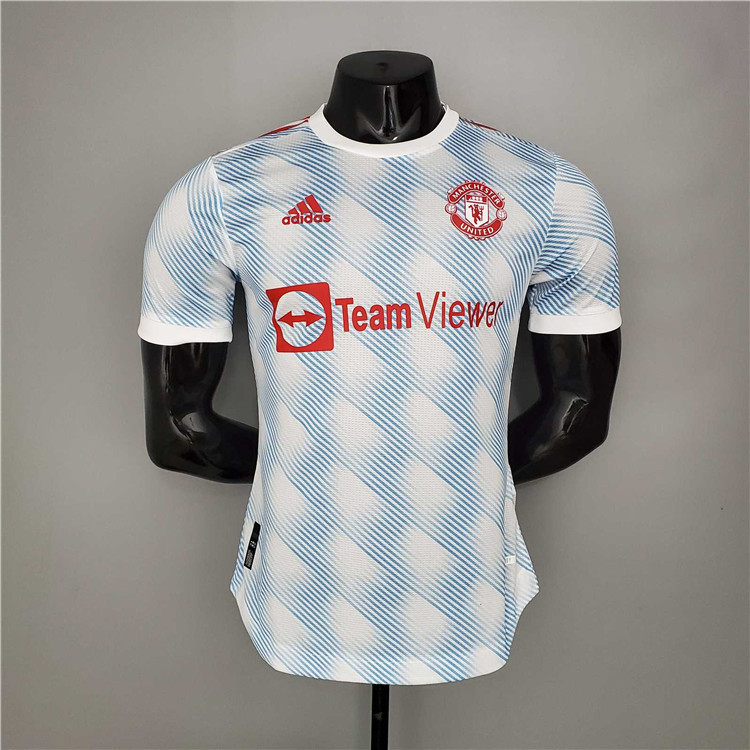 Breathable Man Utd Manchester United 21-22 Away Light Blue Soccer