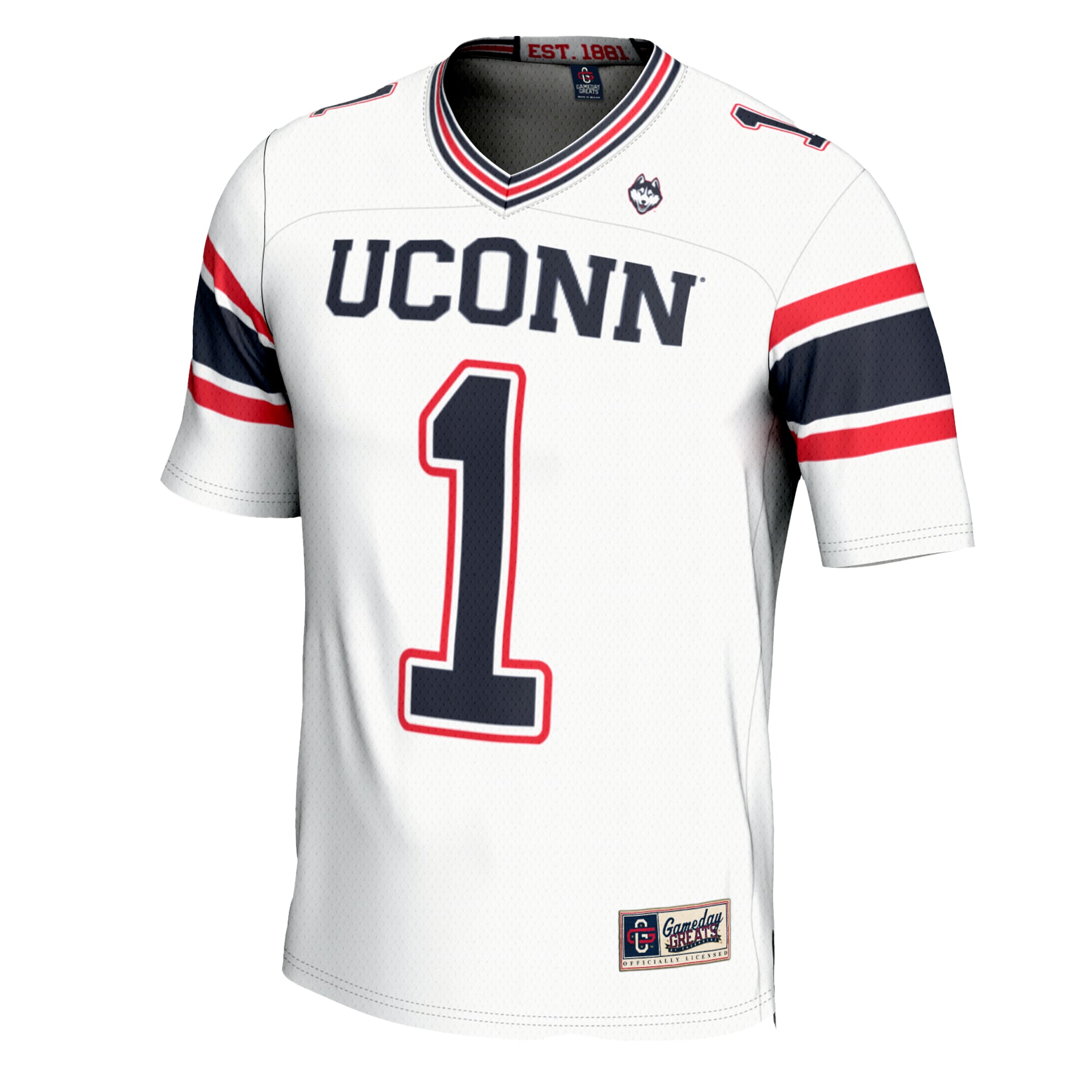 Youth #1 White UConn Huskies Football Jersey