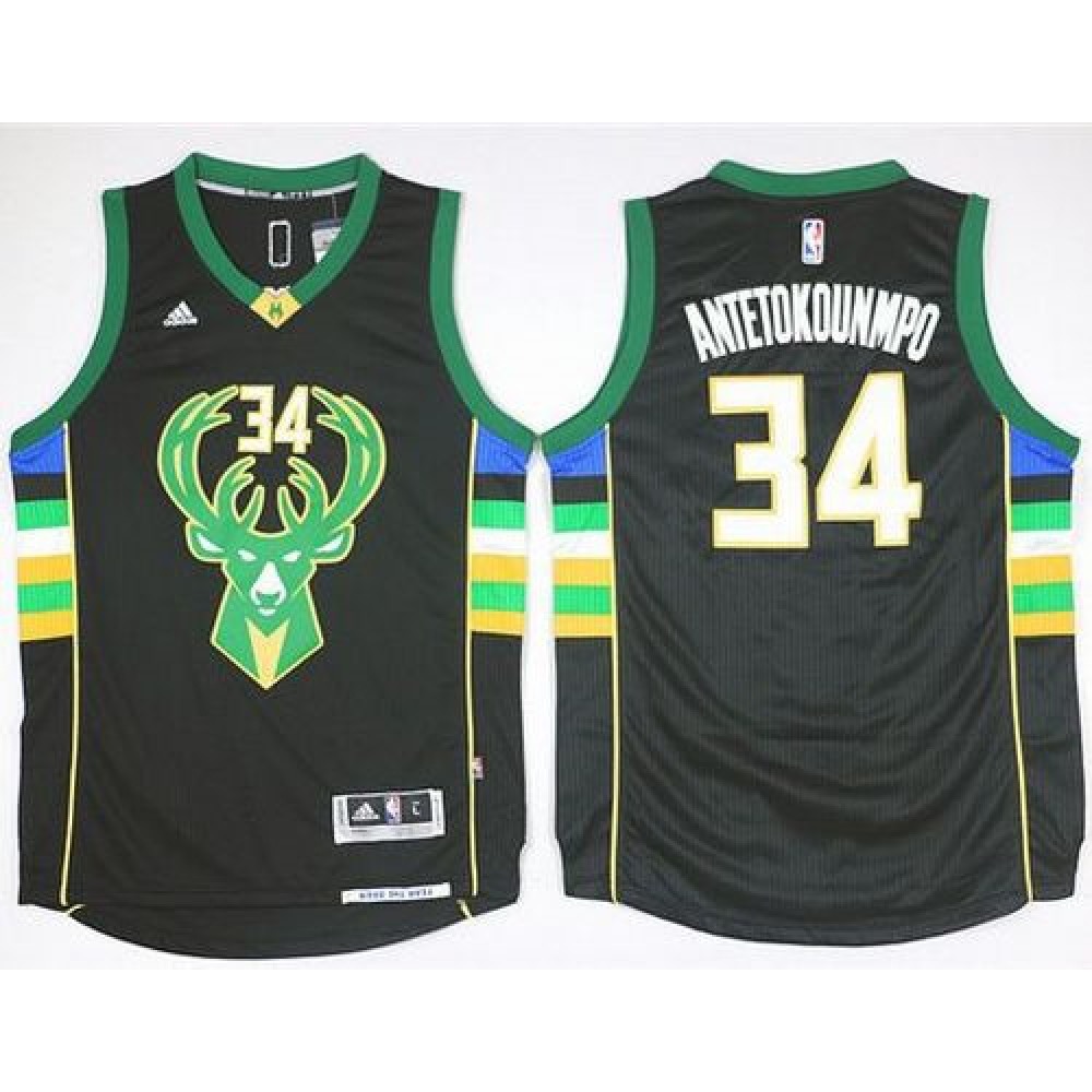 Collector's Item Rare Men's MIL #34 Giannis Black Basketball Jersey
