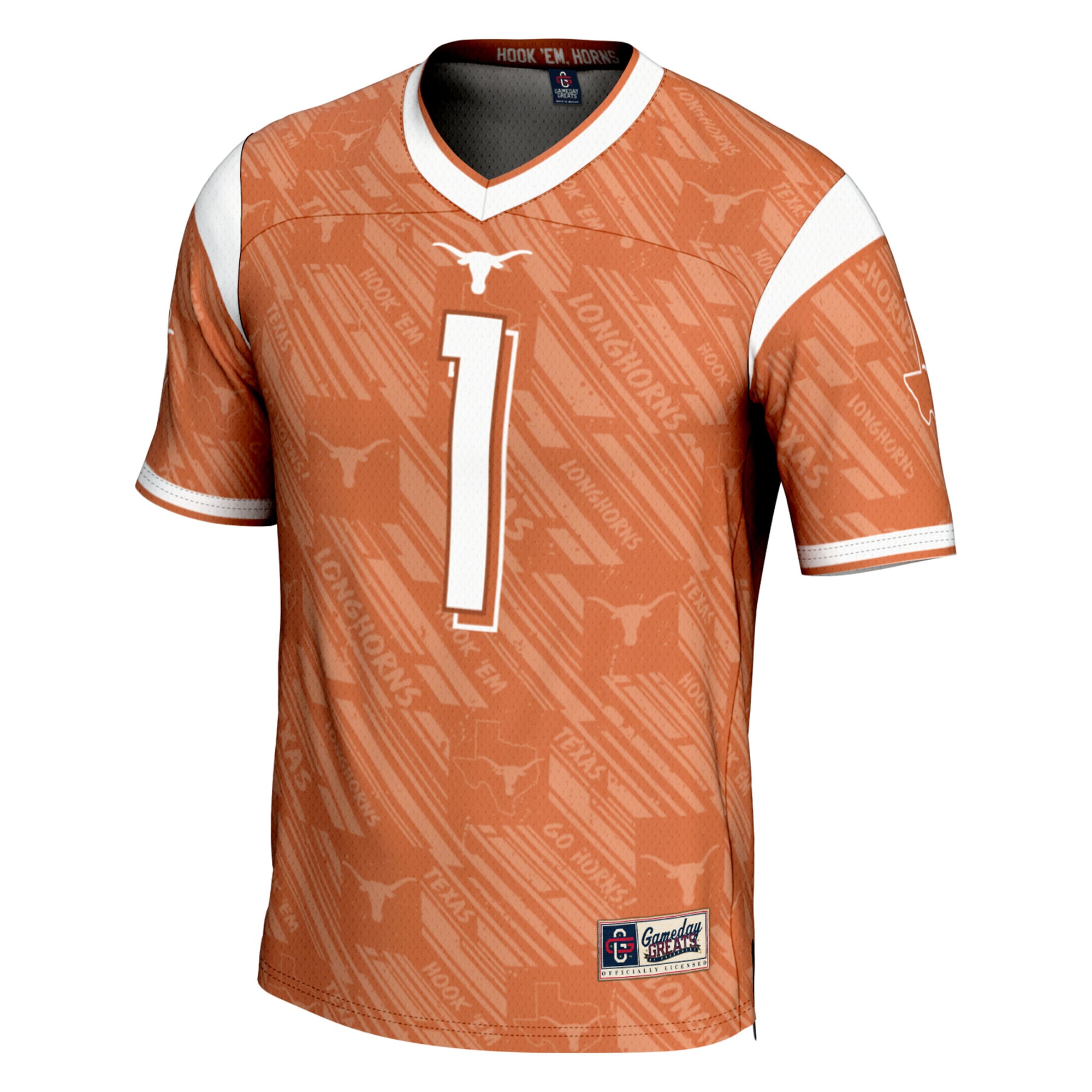 [DDG] Texas Longhorns GameDay Greats Youth Highlight Print Football Fashion Jersey - Texas Orange