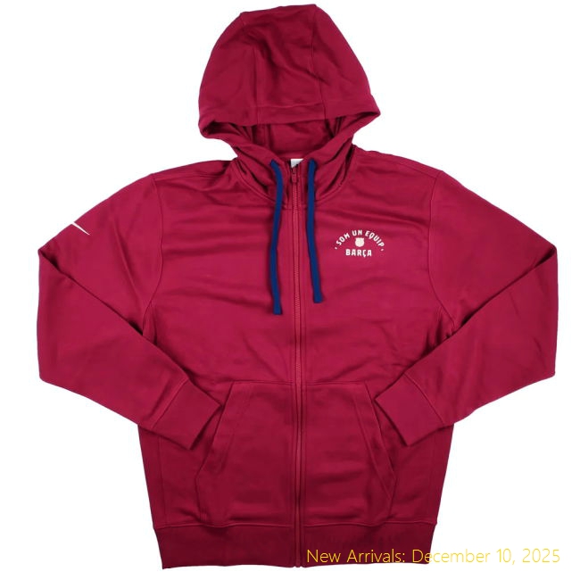 Authentic 2023-2024 Barca Barcelona Full-Zip French Terry Hoodie