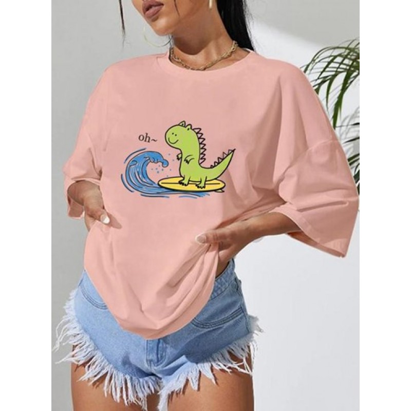 Cartoon Print Loose Casual T Shirt SU0058