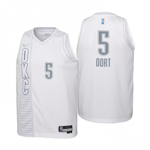 Oklahoma City Oklahoma City Thunder #5 Luguentz Dort Youth Nike White 2021/22 Swingman Jersey ¨C City Edition Youth