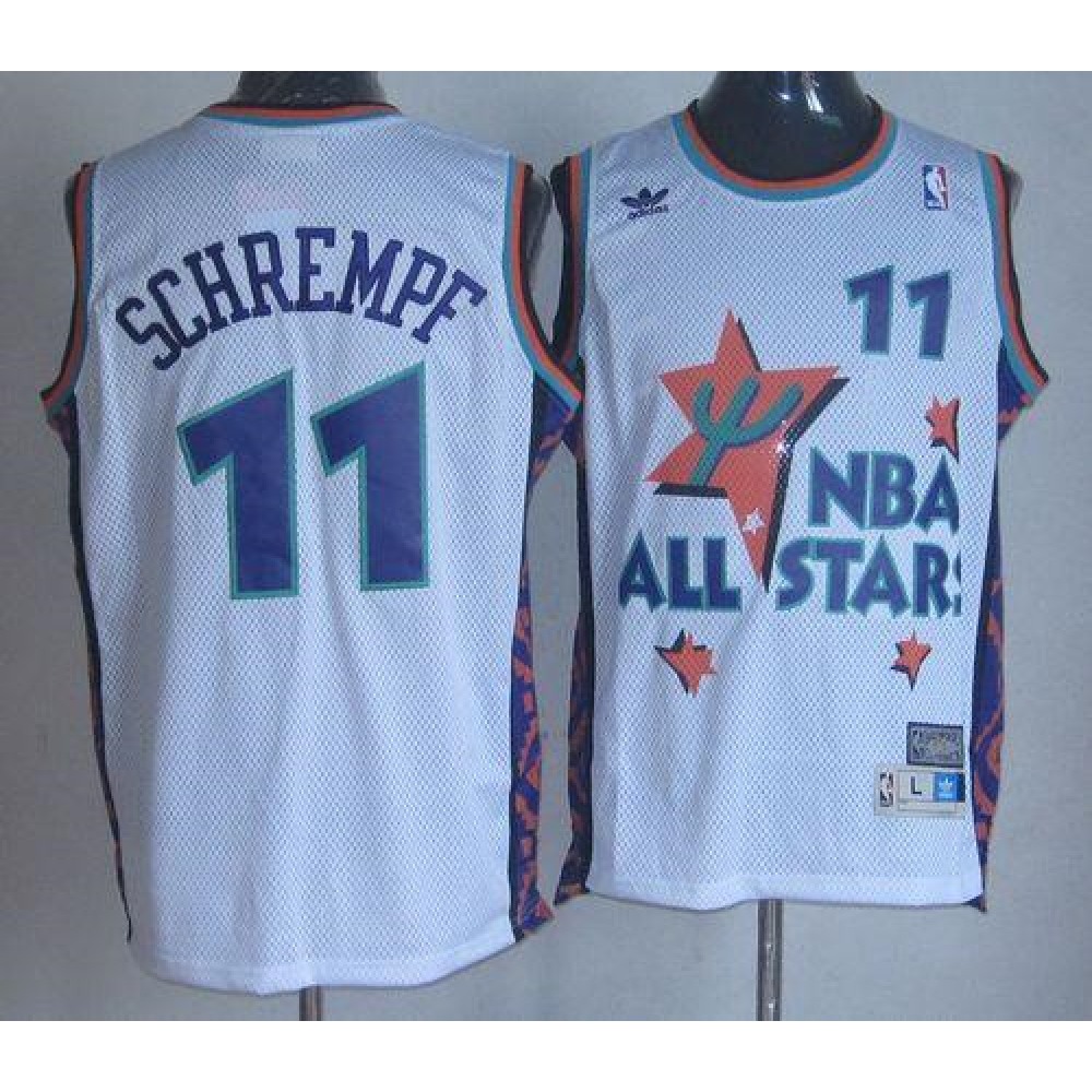 Thunder #11 Detlef Schrempf White 1995 All Star Throwback Stitched NBA Jersey