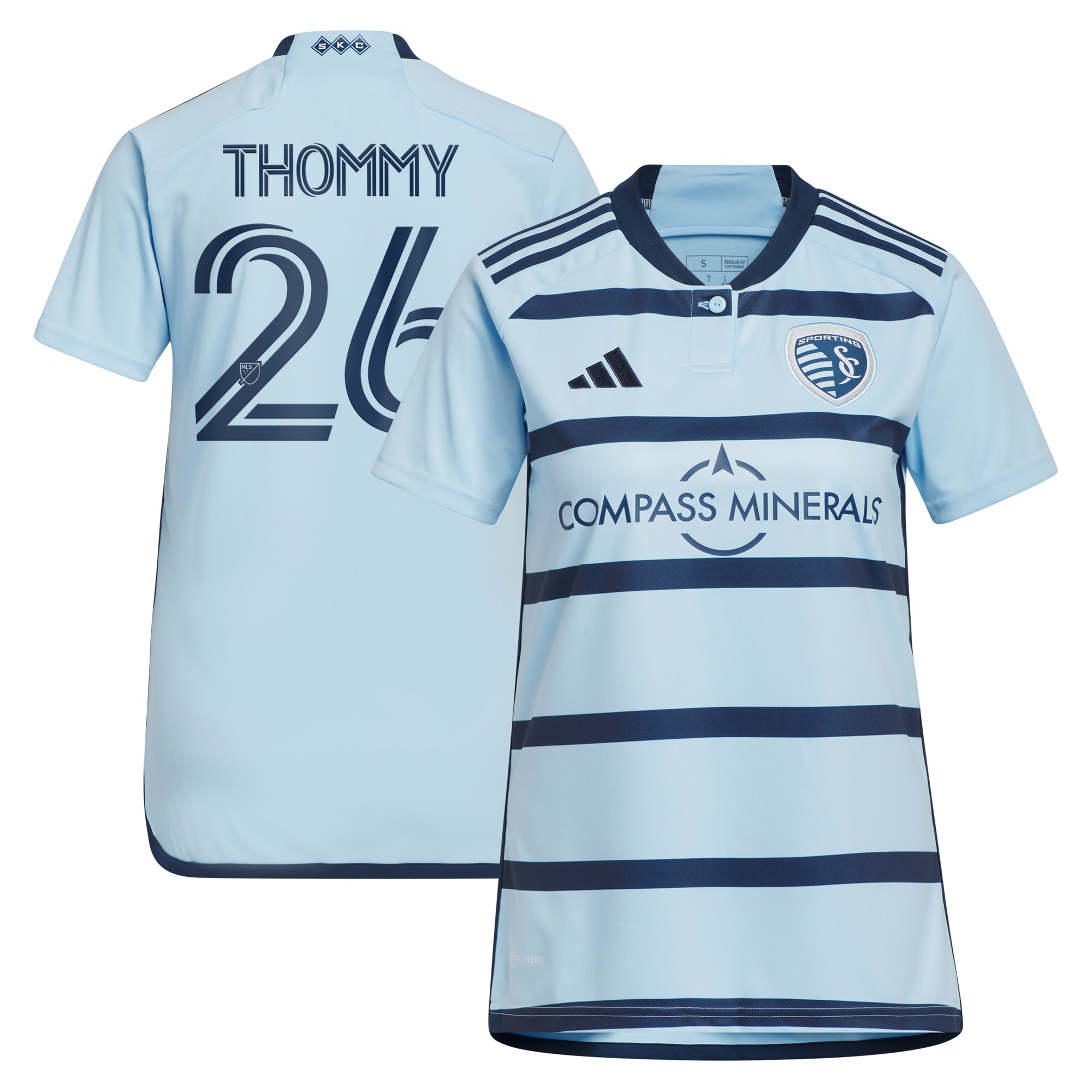 [LK] Youth Erik Thommy Sporting Kansas City Women's 2024 Hoops 4.0 Replica Player Jersey - Light Blue