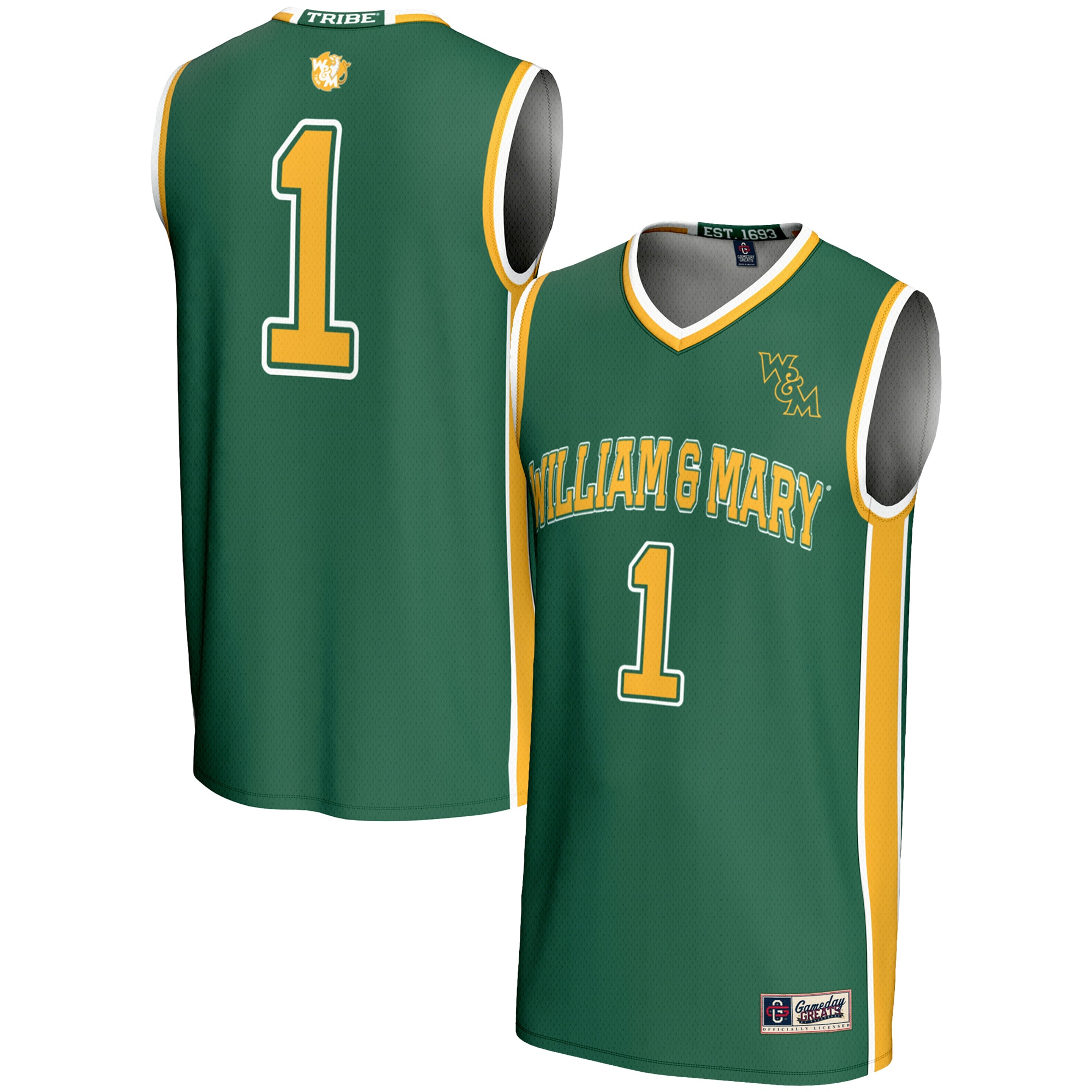 [NJP] William & Mary Tribe GameDay Greats Unisex Lightweight Basketball Jersey - Green