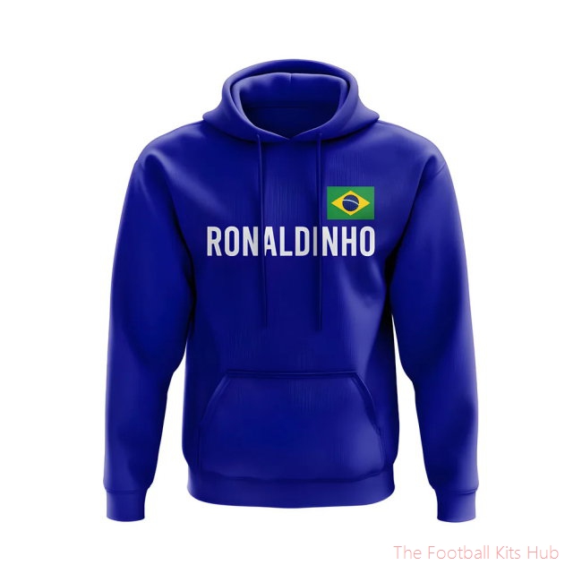 Men Ronaldinho Brazil Name Hoody (Blue)