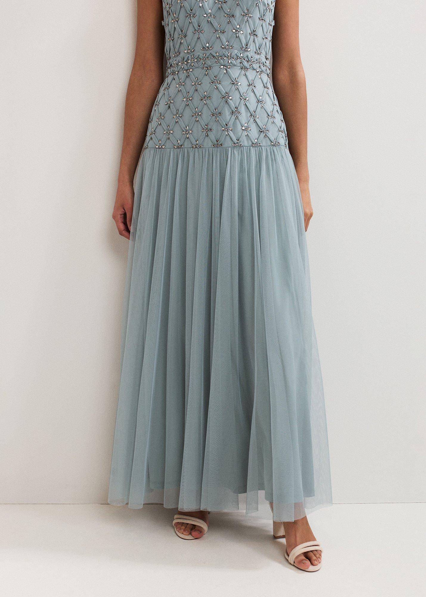 Nola Dropped Hem Sequin Maxi Dress